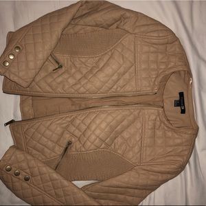 LIGHT BROWN FAUX LEATHER JACKET